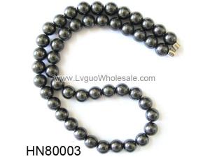 Hematite Round Beads Stone Chain Choker Fashion Women Necklace